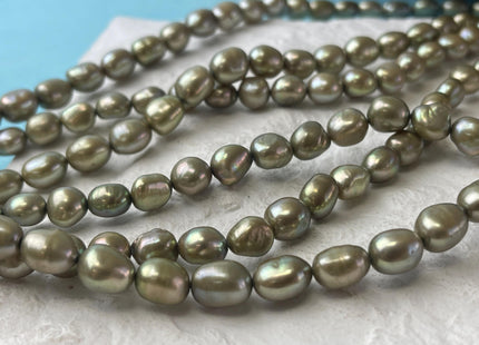 8-9x10 mm Sage Green Color Rice Nugget Freshwater Pearl Beads Genuine High Luster Freshwater Pearl Nuggets #P2750
