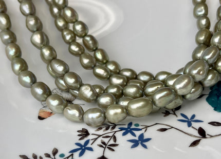 8-9x10 mm Sage Green Color Rice Nugget Freshwater Pearl Beads Genuine High Luster Freshwater Pearl Nuggets #P2750