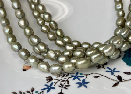 8-9x10 mm Sage Green Color Rice Nugget Freshwater Pearl Beads Genuine High Luster Freshwater Pearl Nuggets #P2750
