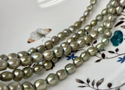 8-9x10 mm Sage Green Color Rice Nugget Freshwater Pearl Beads Genuine High Luster Freshwater Pearl Nuggets #P2750