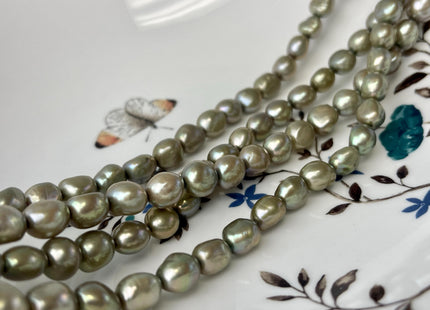 8-9x10 mm Sage Green Color Rice Nugget Freshwater Pearl Beads Genuine High Luster Freshwater Pearl Nuggets #P2750