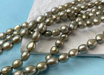 8-9x10 mm Sage Green Color Rice Nugget Freshwater Pearl Beads Genuine High Luster Freshwater Pearl Nuggets #P2750