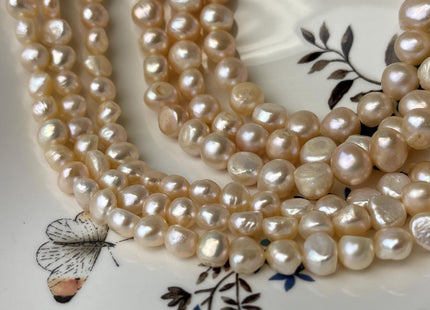 8-10 mm Natural Light Peach Pink Color Potato Nugget Freshwater Pearl Beads Genuine Pink Freshwater Pearl #P2755