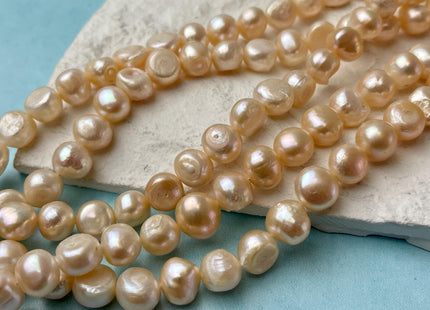 8-10 mm Natural Light Peach Pink Color Potato Nugget Freshwater Pearl Beads Genuine Pink Freshwater Pearl #P2755