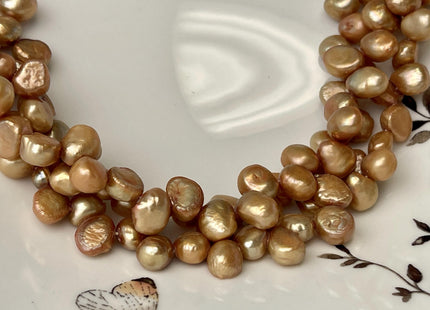 8x9-10 Champagne/Red/Gold Color Top Drilled Freshwater Nugget Pearls Genuine Natural Freshwater Pearl Beads #P2756