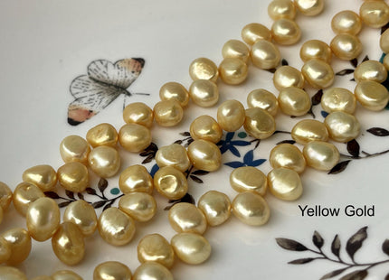 8x9-10 Champagne/Red/Gold Color Top Drilled Freshwater Nugget Pearls Genuine Natural Freshwater Pearl Beads #P2756