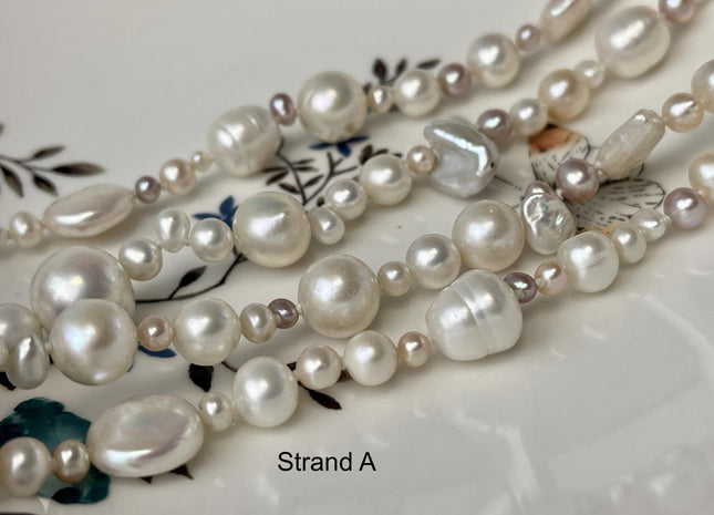 64 Inches Natural White Or Seaweed Mixed Keshi Coin Potato Freshwater Pearl Necklace Genuine Pearl Necklace #P2759