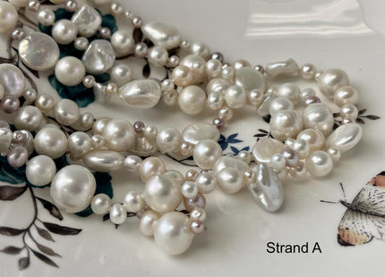 64 Inches Natural White Or Seaweed Mixed Keshi Coin Potato Freshwater Pearl Necklace Genuine Pearl Necklace #P2759
