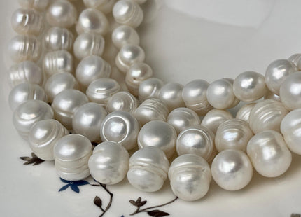 10-15 mm Natural White Potato Ringed Freshwater Pearl Beads Genuine Natural Freshwater Pearls #P2760