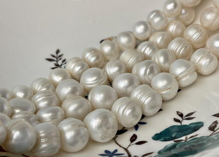 10-15 mm Natural White Potato Ringed Freshwater Pearl Beads Genuine Natural Freshwater Pearls #P2760