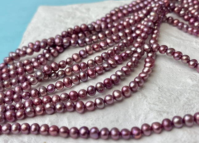 3.5-4 mm AA Rare Lavender Color Potato Freshwater Pearl Beads Genuine High Luster Lavender Pink Purple Tiny Pearls 100 Beads #P2620