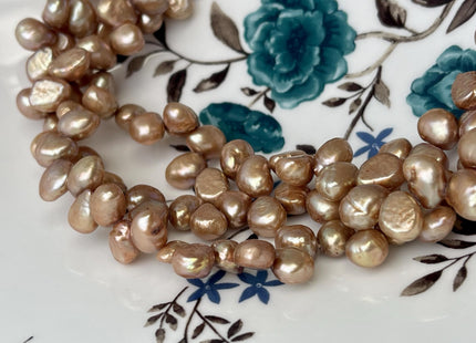 7x9 mm AA Champagne Color Top Drilled Freshwater Nugget Pearls Genuine Champagne Nugget Pearl Beads #P2762