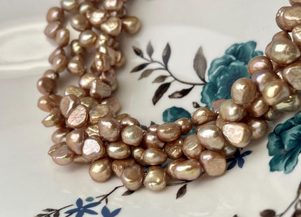 7x9 mm AA Champagne Color Top Drilled Freshwater Nugget Pearls Genuine Champagne Nugget Pearl Beads #P2762