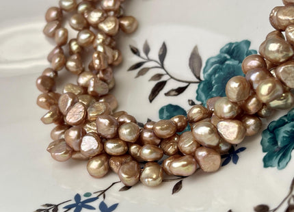 7x9 mm AA Champagne Color Top Drilled Freshwater Nugget Pearls Genuine Champagne Nugget Pearl Beads #P2762