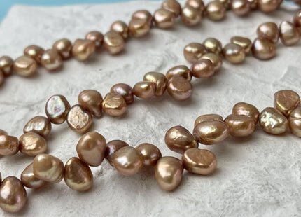 7x9 mm AA Champagne Color Top Drilled Freshwater Nugget Pearls Genuine Champagne Nugget Pearl Beads #P2762