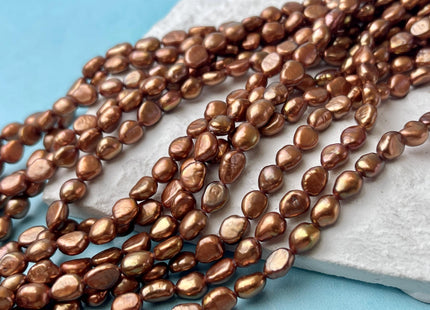 4x6 mm AAA Rare Burnt Orange Gold Color Rice Nugget Shape Freshwater Pearl Beads Genuine Very High Luster Freshwater Pearls #P2619