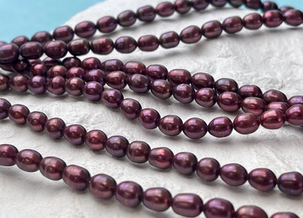 6x7-8 mm Burgundy Red Color Rice/Oval Freshwater Pearl Beads Genuine Freshwater Pearls 50 Beads #P2763