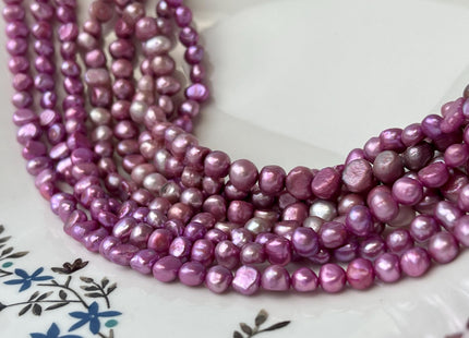 5-6 mm Purple Pink Color Potato Nugget Freshwater Pearl Beads Genuine Tiny Freshwater Pearls #P2764