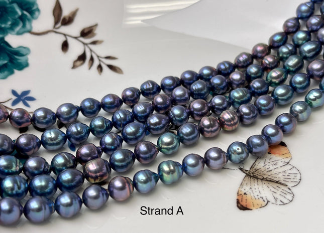 7x9-10 mm Rainbow Peacock Edison Baroque Freshwater Pearl Potato/Tear Drop Shape Beads Genuine High Luster Edison Pearls #P2765