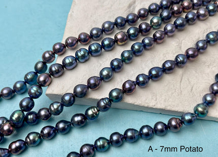 7x9-10 mm Rainbow Peacock Edison Baroque Freshwater Pearl Potato/Tear Drop Shape Beads Genuine High Luster Edison Pearls #P2765