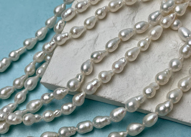 7x9-10 mm AA Natural White High Luster Edison Baroque Freshwater Pearl Beads Genuine TearDrop Shape Baroque Pearl 38 Beads #P2766