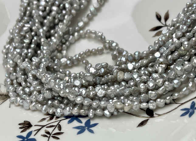 3-4 mm Gray Color Potato Nugget Freshwater Pearl Beads Genuine Freshwater Pearls Tiny Seed Pearl 103 Beads #P2767