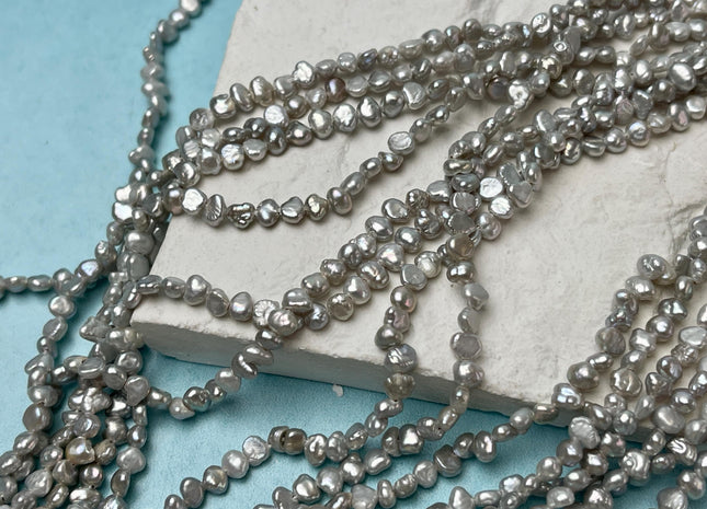 3-4 mm Gray Color Potato Nugget Freshwater Pearl Beads Genuine Freshwater Pearls Tiny Seed Pearl 103 Beads #P2767