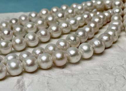 9.5-11 mm AAA Half Strand Large Hole Natural White Edison Pearl 2.1 mm Hole Genuine High Luster Natural Round Pearl 19-21 Beads #P2774