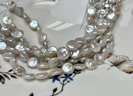 9-10 mm AA Half Strand Natural White Large Hole Coin Freshwater Pearl Hole Size 1.2mm Genuine Freshwater Pearl 20-21 Beads #P2775