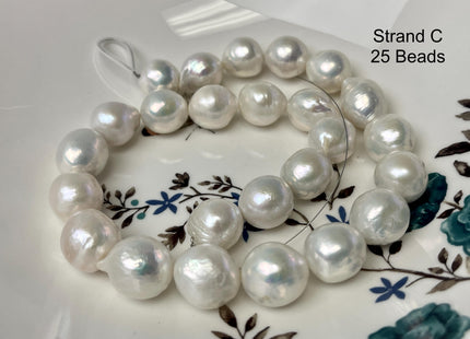 13-18mm AAA Very Rare Jumbo Natural White Freshwater Edison Pearls Top Quality Super High Luster White Baroque Pearls 25-28 Beads #P2777
