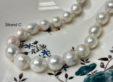 13-18mm AAA Very Rare Jumbo Natural White Freshwater Edison Pearls Top Quality Super High Luster White Baroque Pearls 25-28 Beads #P2777