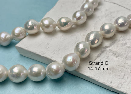 13-18mm AAA Very Rare Jumbo Natural White Freshwater Edison Pearls Top Quality Super High Luster White Baroque Pearls 25-28 Beads #P2777
