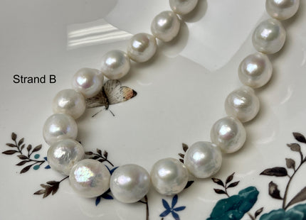 13-18mm AAA Very Rare Jumbo Natural White Freshwater Edison Pearls Top Quality Super High Luster White Baroque Pearls 25-28 Beads #P2777