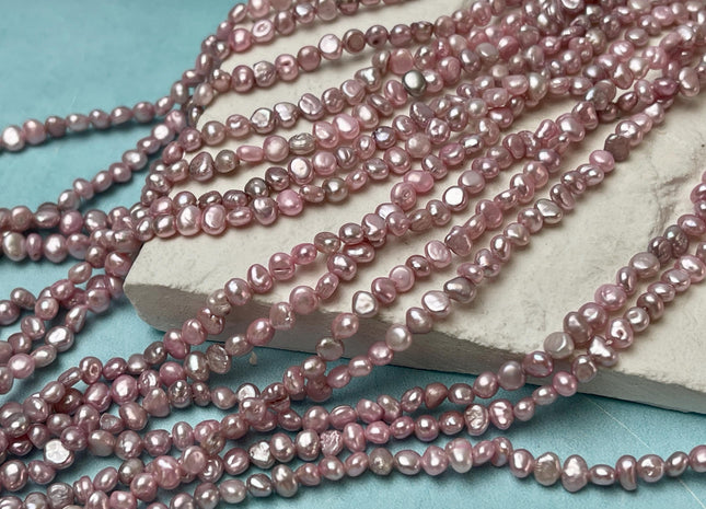 3-4 mm Lavender Pink Color Potato Nugget Freshwater Pearl Beads Genuine Mixed Purple pink Tiny Seed Pearl 101 Beads #P2773