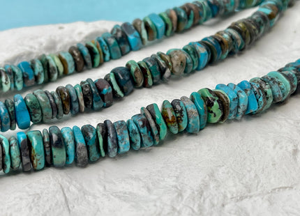 9-10 mm 100% All Natural Turquoise Heishi Rondelle Shape Genuine Beautiful Natural Turquoise Gemstones 16 Inches Strand #4511