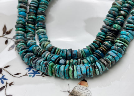 9-10 mm 100% All Natural Turquoise Heishi Rondelle Shape Genuine Beautiful Natural Turquoise Gemstones 16 Inches Strand #4511