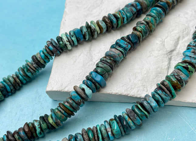 9-10 mm 100% All Natural Turquoise Heishi Rondelle Shape Genuine Beautiful Natural Turquoise Gemstones 16 Inches Strand #4511