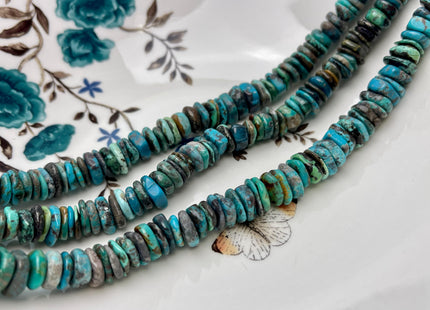 9-10 mm 100% All Natural Turquoise Heishi Rondelle Shape Genuine Beautiful Natural Turquoise Gemstones 16 Inches Strand #4511