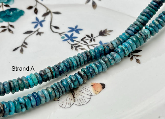 7-8 mm 100% All Natural Turquoise Heishi Rondelle Shape Genuine Beautiful Natural Turquoise Gemstones 16 Inches Strand #4512