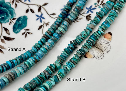7-8 mm 100% All Natural Turquoise Heishi Rondelle Shape Genuine Beautiful Natural Turquoise Gemstones 16 Inches Strand #4512