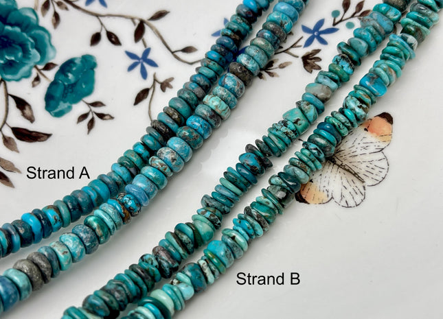 7-8 mm 100% All Natural Turquoise Heishi Rondelle Shape Genuine Beautiful Natural Turquoise Gemstones 16 Inches Strand #4512