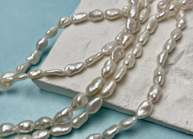 6-8x8-12 mm AAAA Natural White Keshi Freshwater Pearls Beads Genuine High Luster Rice Nugget Keshi Pearl Beads #P2778