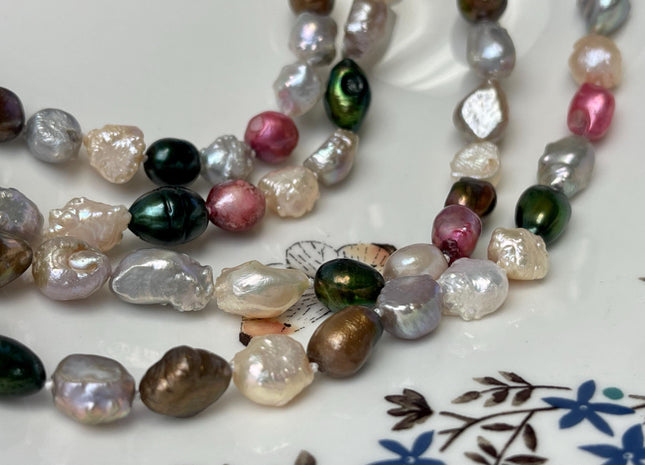 64 inches 9-10 mm Genuine Pearl Necklace Bridal Pearl Long Necklace Pink Gray Beige Peacock Pearl Necklace #P2781