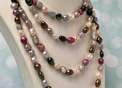 64 inches 9-10 mm Genuine Pearl Necklace Bridal Pearl Long Necklace Pink Gray Beige Peacock Pearl Necklace #P2781