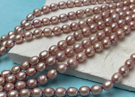 6.5-7x8 mm AA Mauve Pink Rice/Oval Freshwater Pearl Regular Or 1.5mm Large Hole #P2788