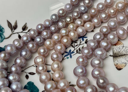 9.5-10.5 mm AA Half Strand Large Hole Natural Mauve Pink Freshwater Pearl 2.1 mm Hole Genuine Freshwater Off Round Pearl 21 Beads #P2785