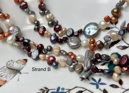 72 inches Mixed Coin Keshi Biwa Potato Pearl Finished Necklace White Pink Purple Green Gold Long Neckace Genuine Pearl Necklace #P2790