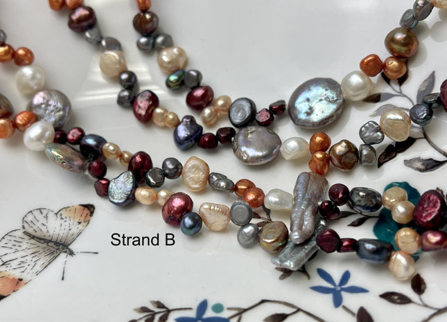 72 inches Mixed Coin Keshi Biwa Potato Pearl Finished Necklace White Pink Purple Green Gold Long Neckace Genuine Pearl Necklace #P2790