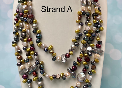 72 inches Mixed Coin Keshi Biwa Potato Pearl Finished Necklace White Pink Purple Green Gold Long Neckace Genuine Pearl Necklace #P2790