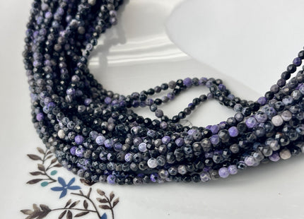 3 mm Faceted Round Purple Black Agate Gemstone Beads #507